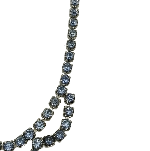 JEWELRY FASHIONS MID CENTURY BABY BLUE AUSTRIAN CRYSTAL CHAIN CHOKER NECKLACE - Picture 4 of 7